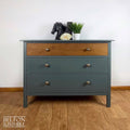Large Three Drawer Chest of Drawers in Grey Blue and Oak-Belton & Bumble