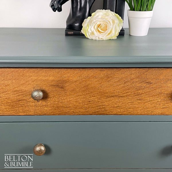 Large Three Drawer Chest of Drawers in Grey Blue and Oak-Belton & Butler