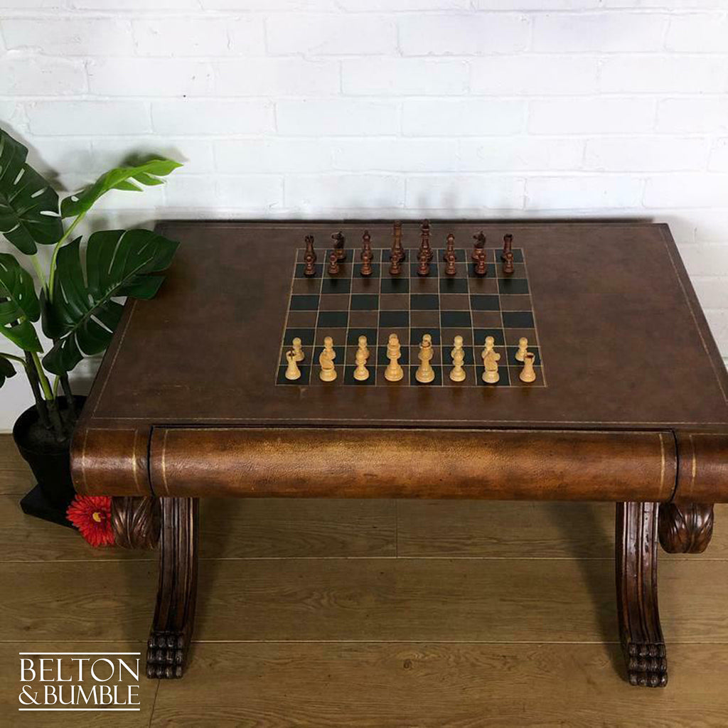 Leather Topped Chess Board Coffee Table-Belton & Bumble
