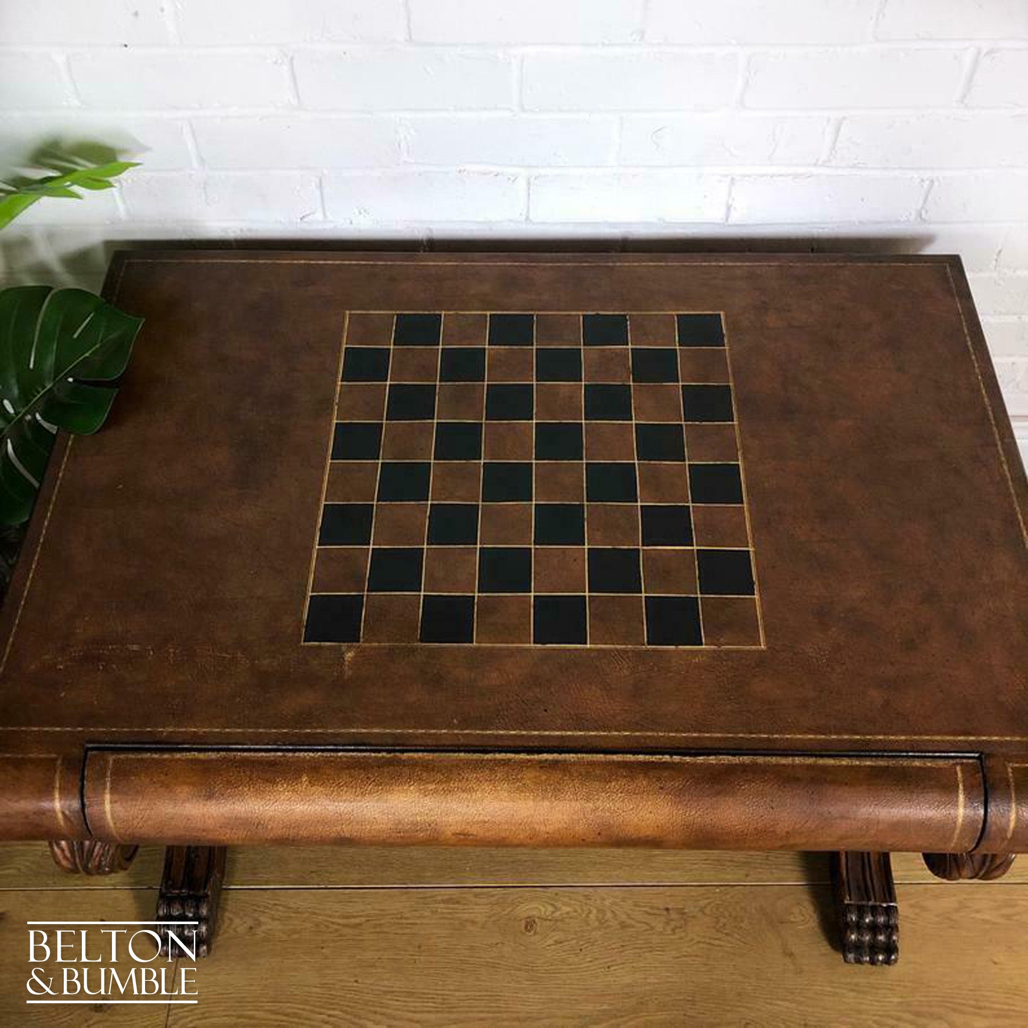 Leather Topped Chess Board Coffee Table-Belton & Bumble
