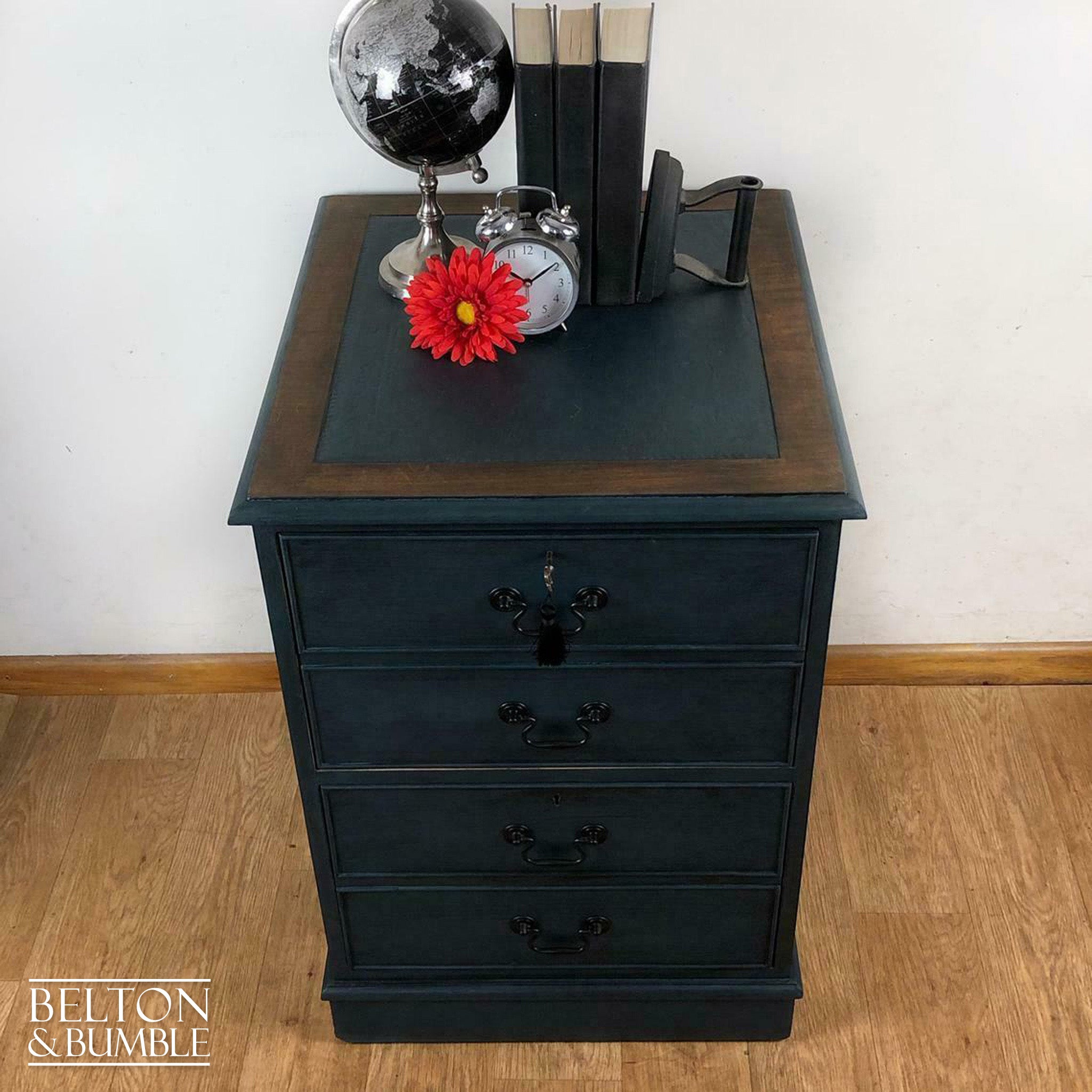 Lockable Wooden Filing Cabinet in Blue-Belton & Bumble