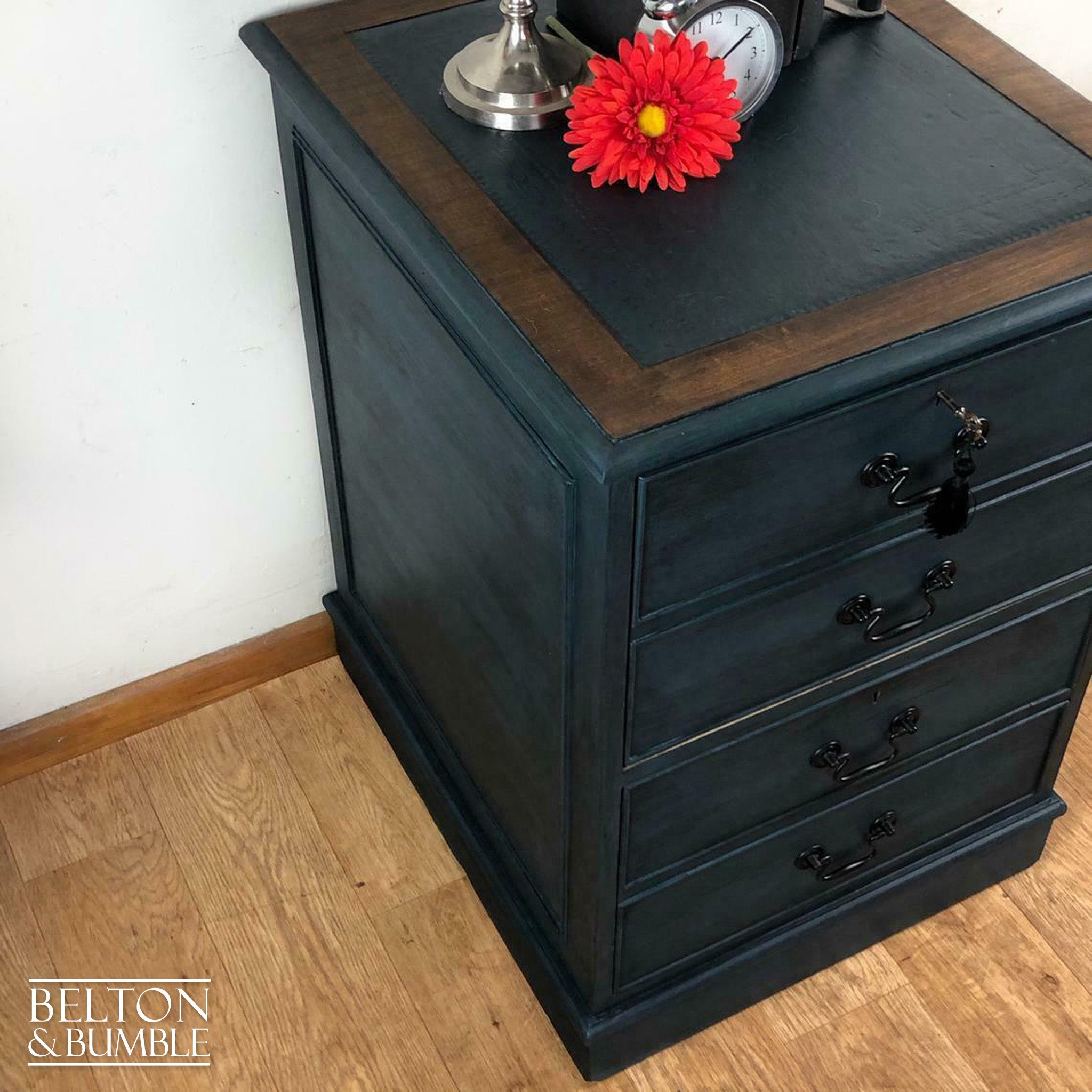 Lockable Wooden Filing Cabinet in Blue-Belton & Bumble