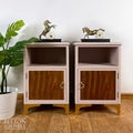 Matching Bedside Cabinet Set in Pink and Mahogany-Belton & Bumble