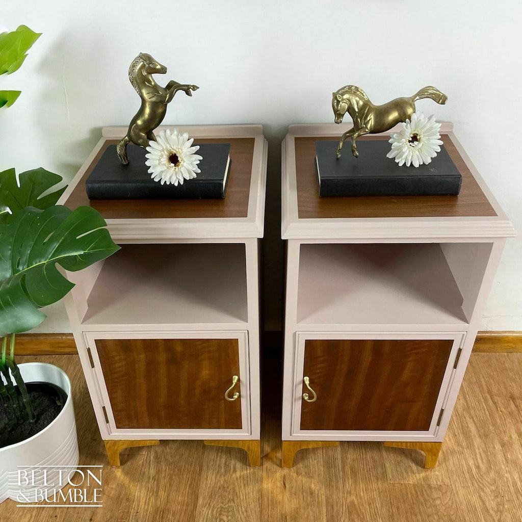 Matching Bedside Cabinet Set in Pink and Mahogany-Belton & Bumble