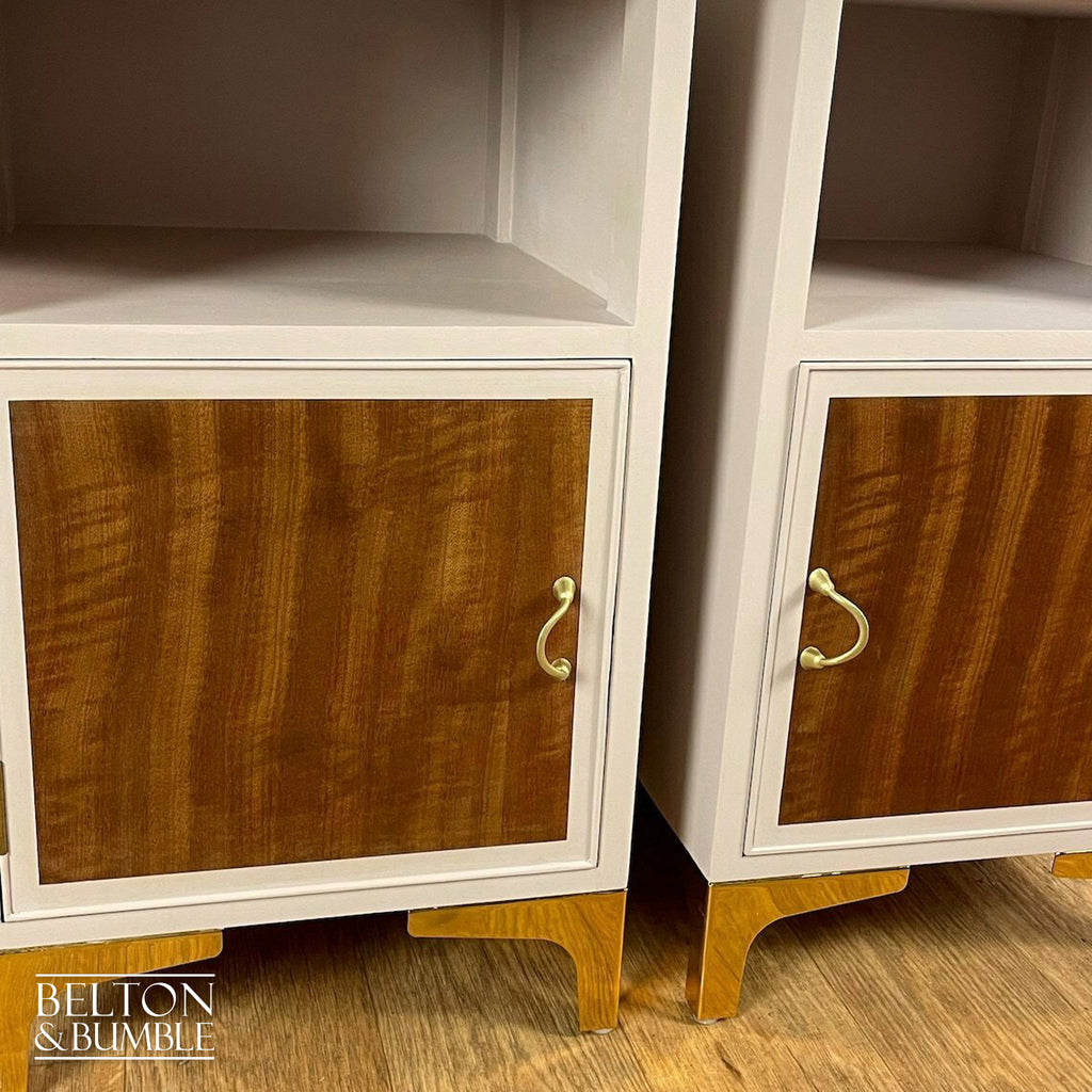 Matching Bedside Cabinet Set in Pink and Mahogany-Belton & Bumble
