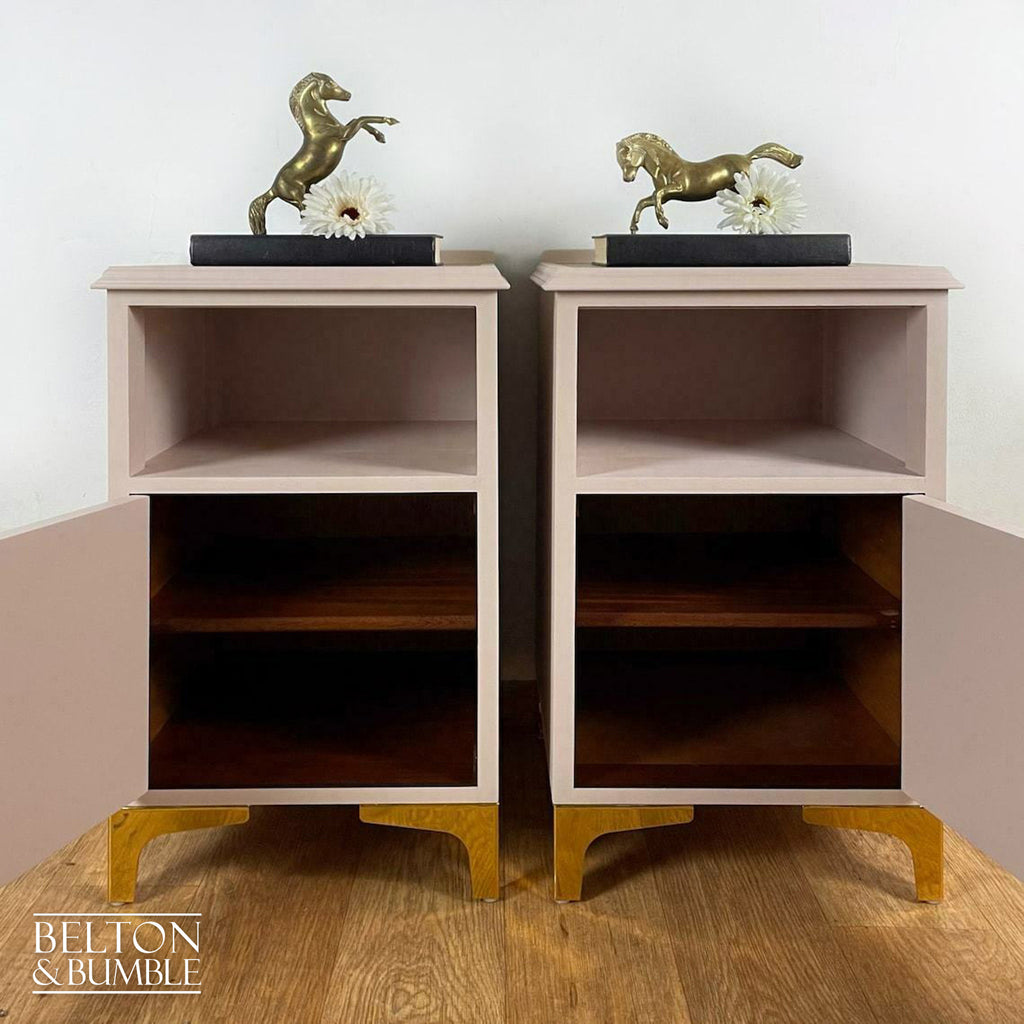 Matching Bedside Cabinet Set in Pink and Mahogany-Belton & Bumble