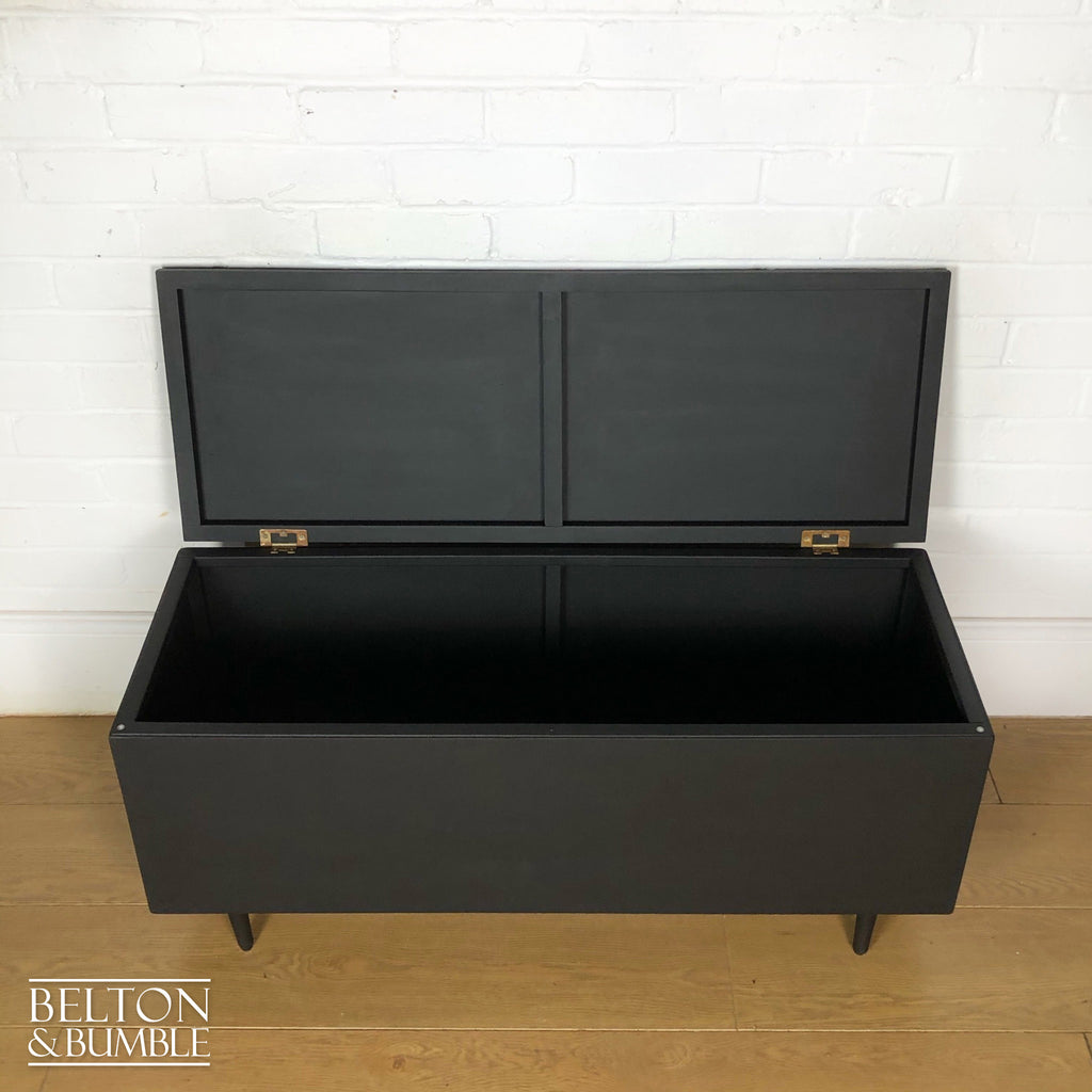 Mid Century Modern Storage Box in Black and Wood-Belton & Bumble