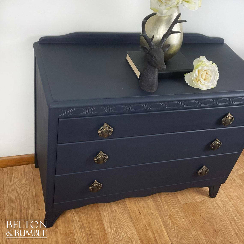 Navy Blue Dressing Table Drawer Set with Mirror by Lebus-Belton & Bumble