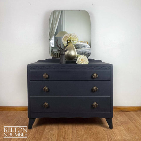 Navy Blue Dressing Table Drawer Set with Mirror by Lebus-Belton & Butler