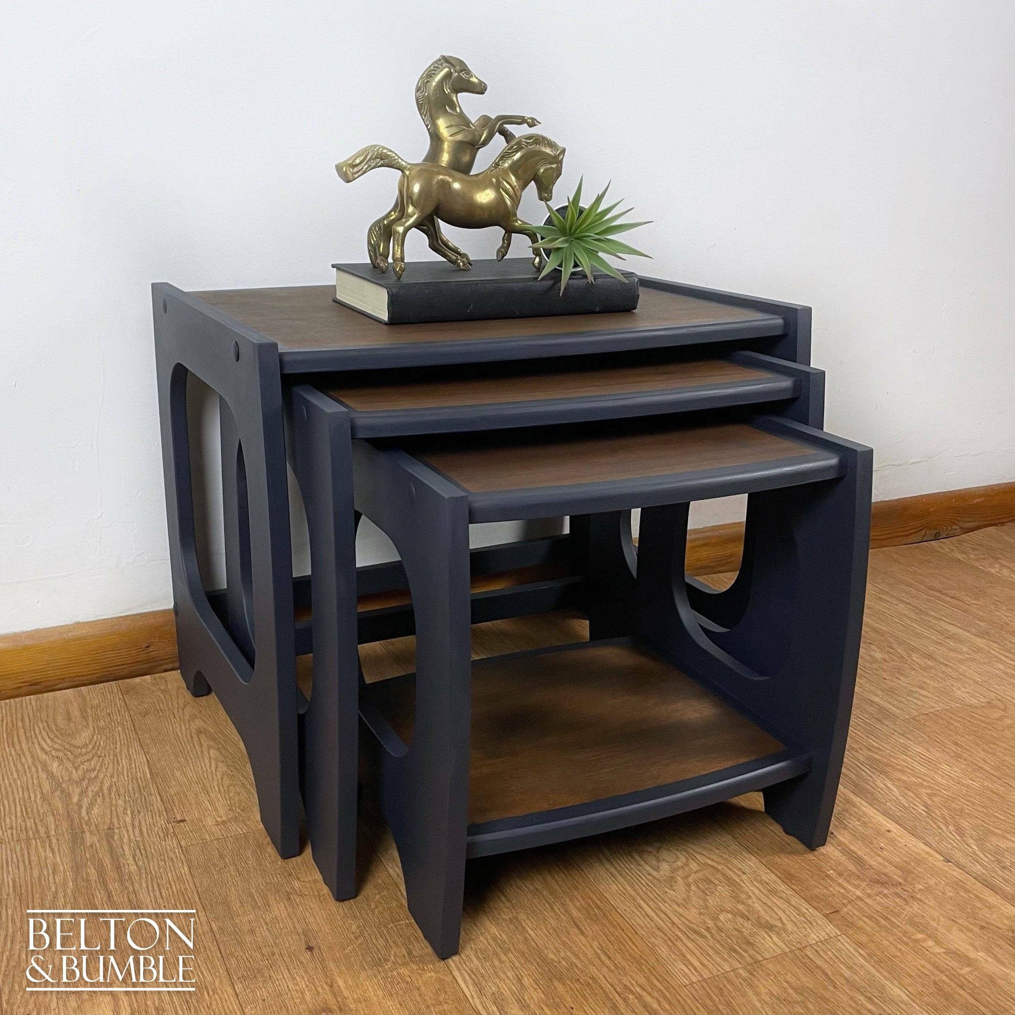Set of Three Nest of Tables in Navy Blue-Belton & Bumble