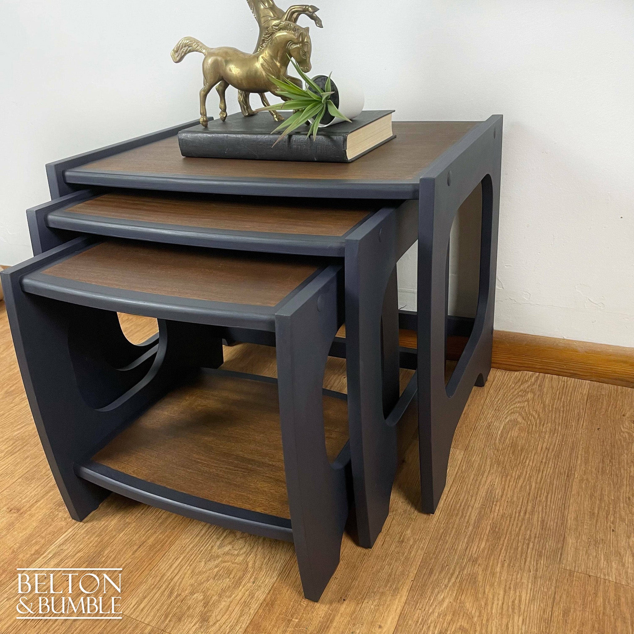 Set of Three Nest of Tables in Navy Blue-Belton & Bumble
