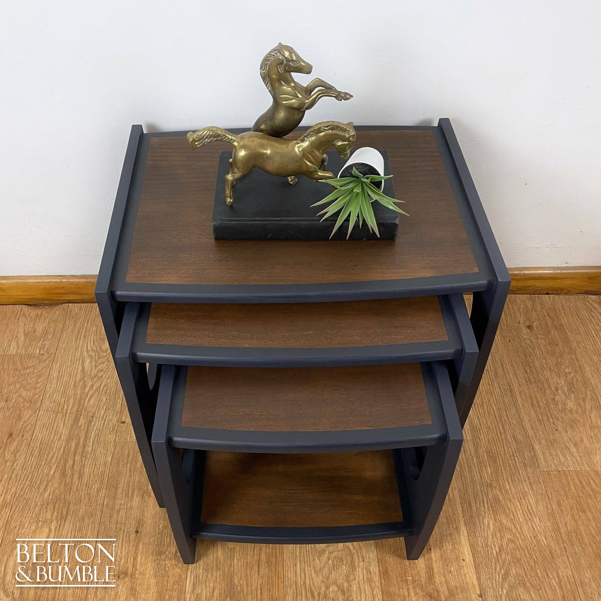 Set of Three Nest of Tables in Navy Blue-Belton & Bumble