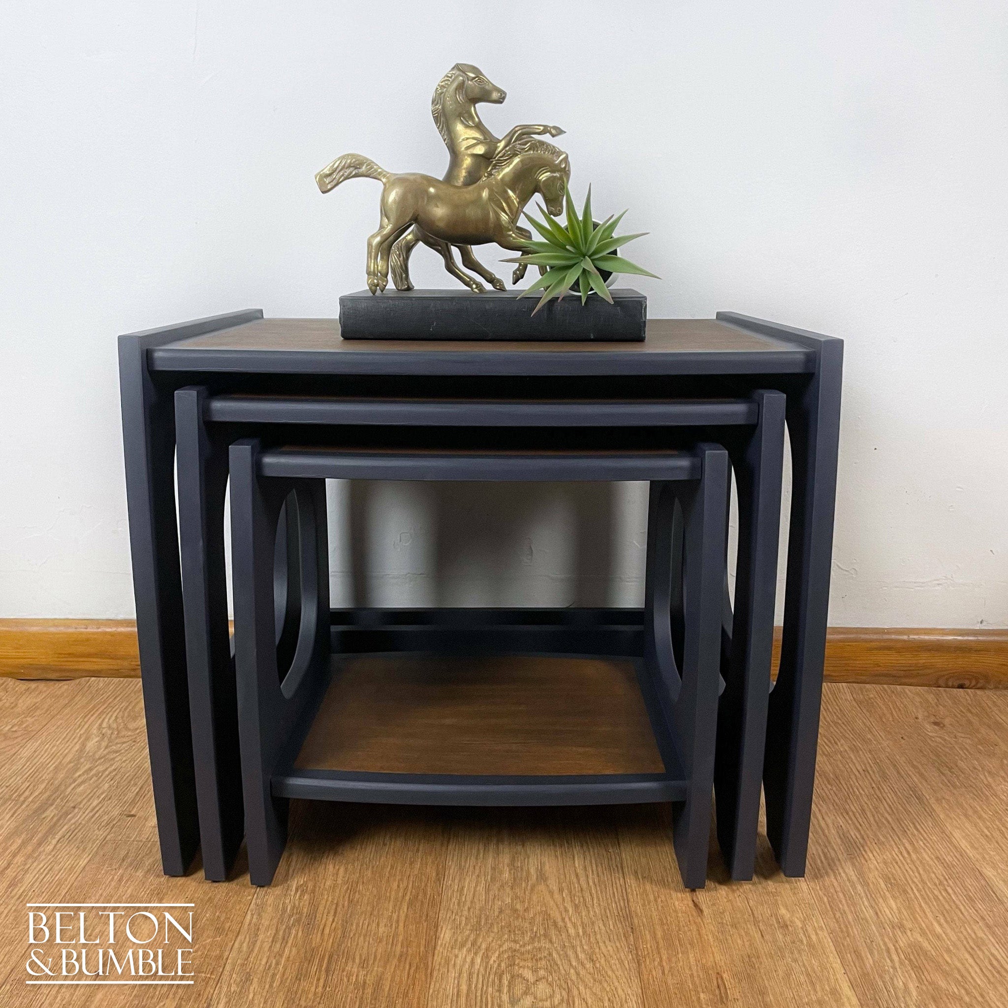 Set of Three Nest of Tables in Navy Blue-Belton & Bumble