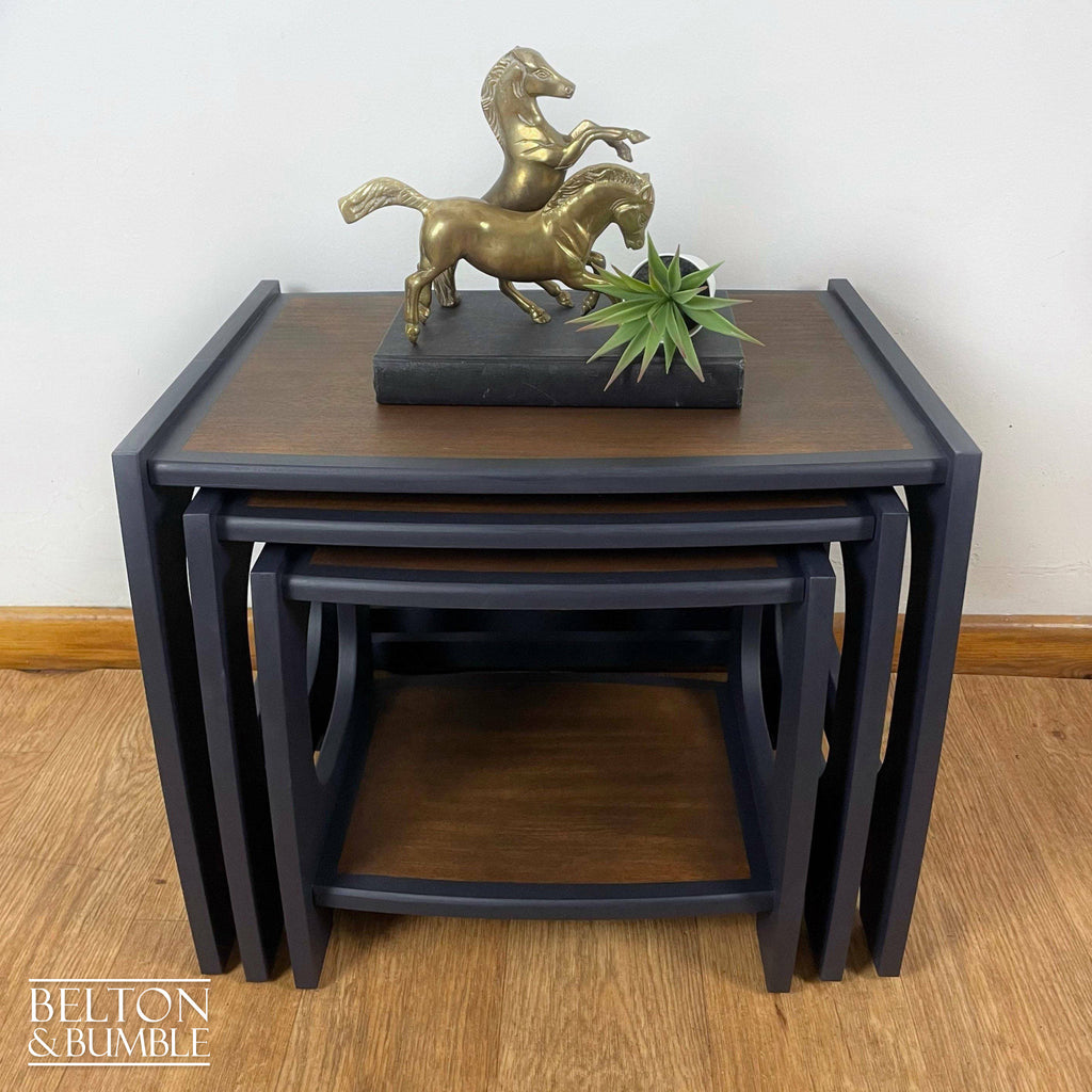 Set of Three Nest of Tables in Navy Blue-Belton & Bumble
