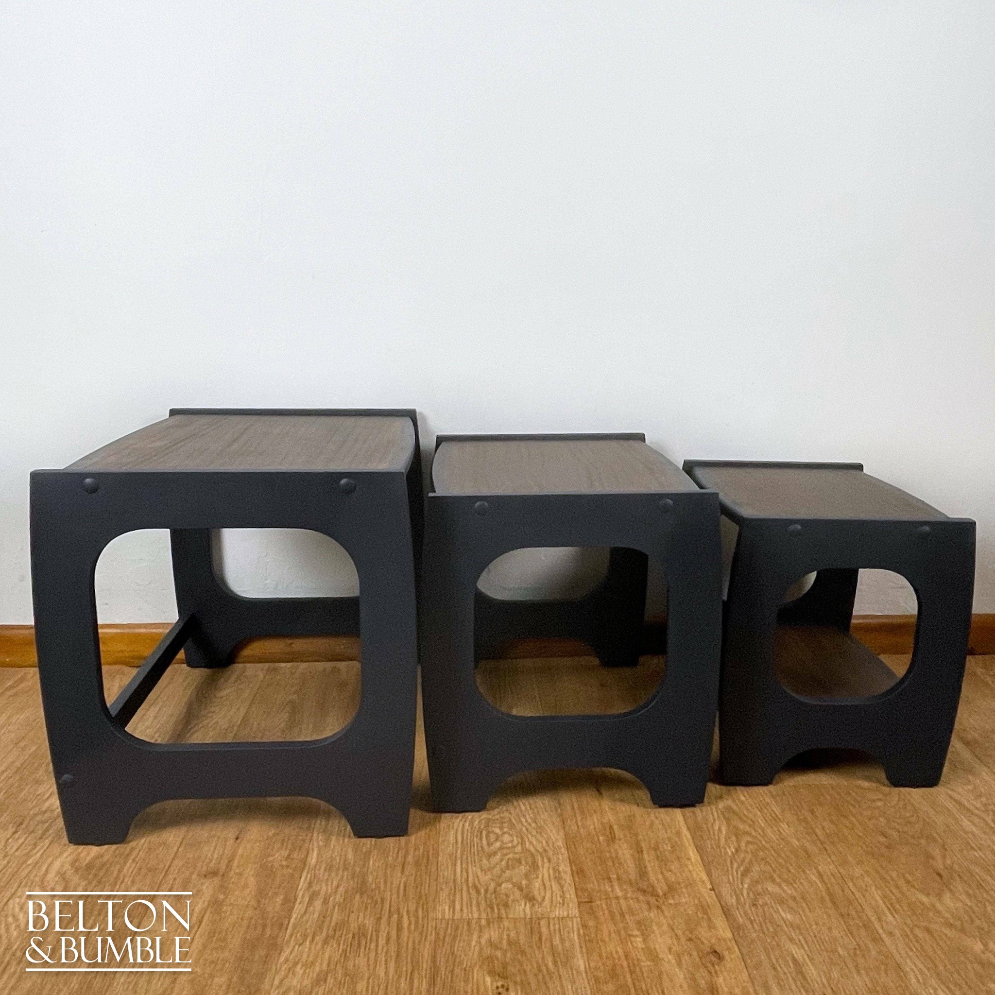 Set of Three Nest of Tables in Navy Blue-Belton & Bumble