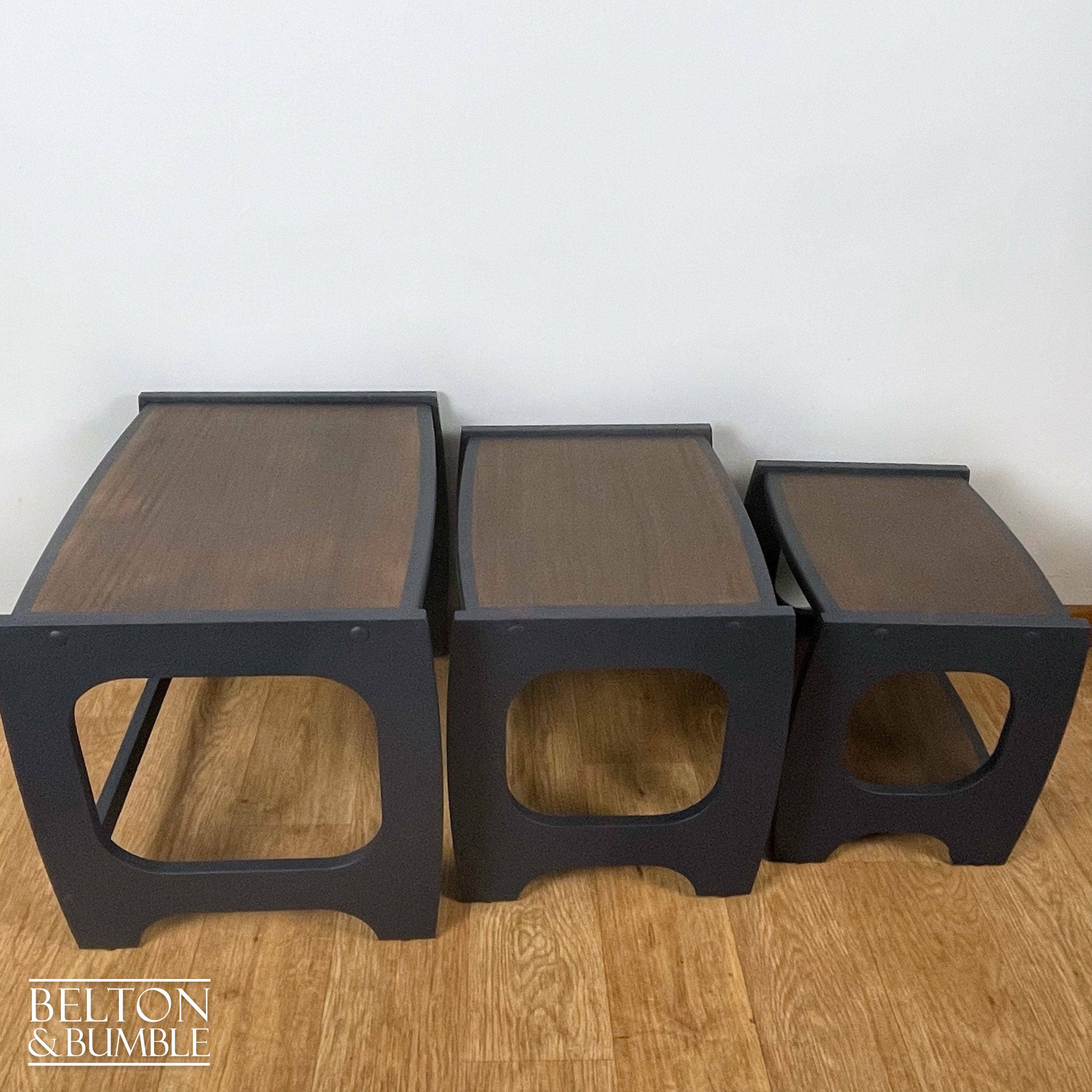 Set of Three Nest of Tables in Navy Blue-Belton & Bumble