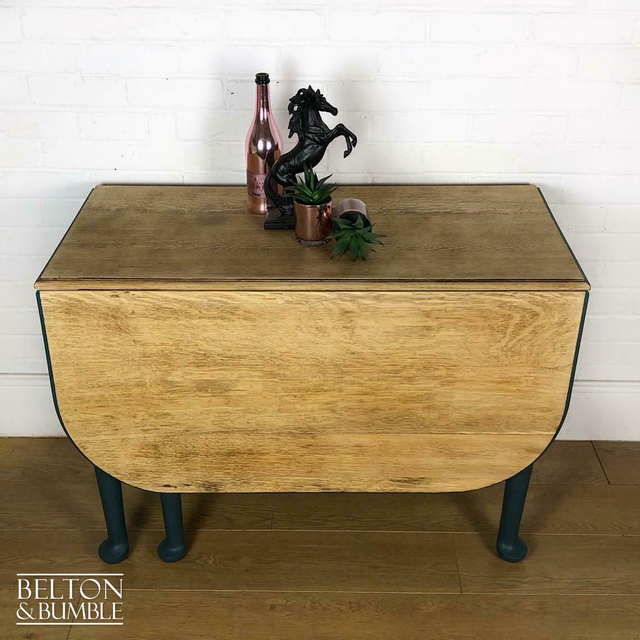 Oak Gate Leg Drop Leaf Dining Table in Green-Belton & Bumble