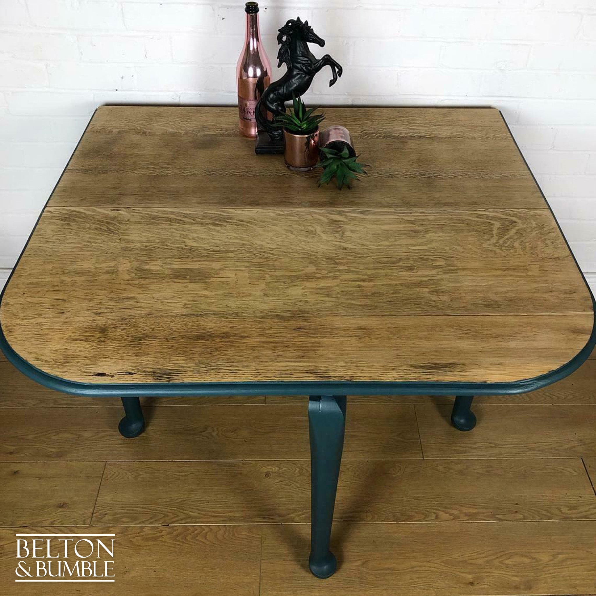 Oak Gate Leg Drop Leaf Dining Table in Green-Belton & Bumble