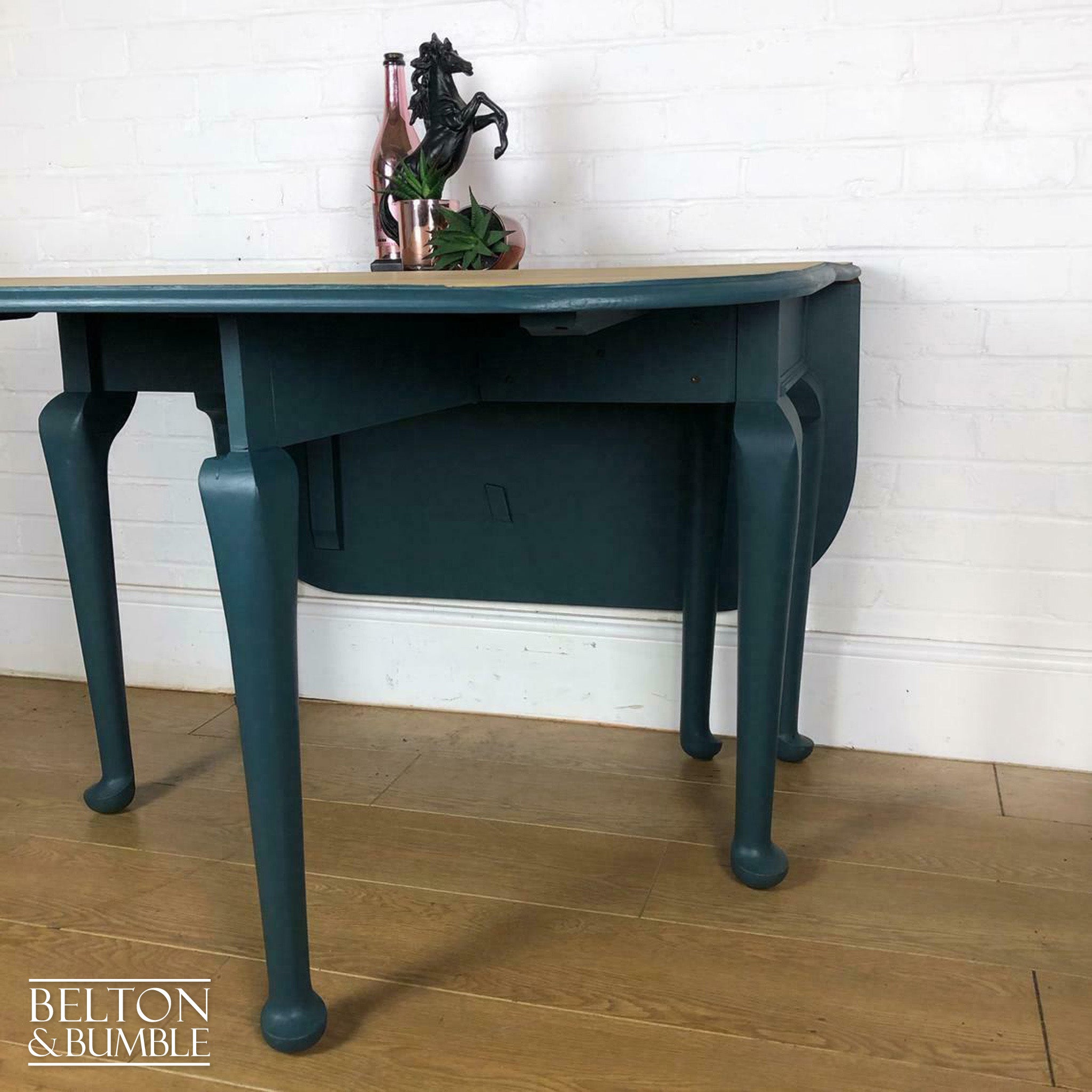 Oak Gate Leg Drop Leaf Dining Table in Green-Belton & Bumble