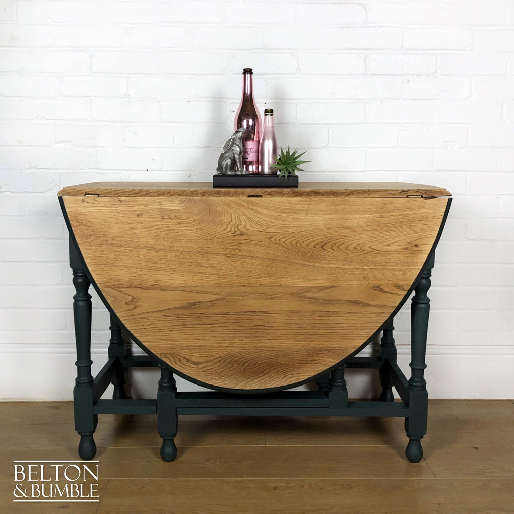 Oak Gate Leg Drop Leaf Dining Table in Green-Belton & Bumble
