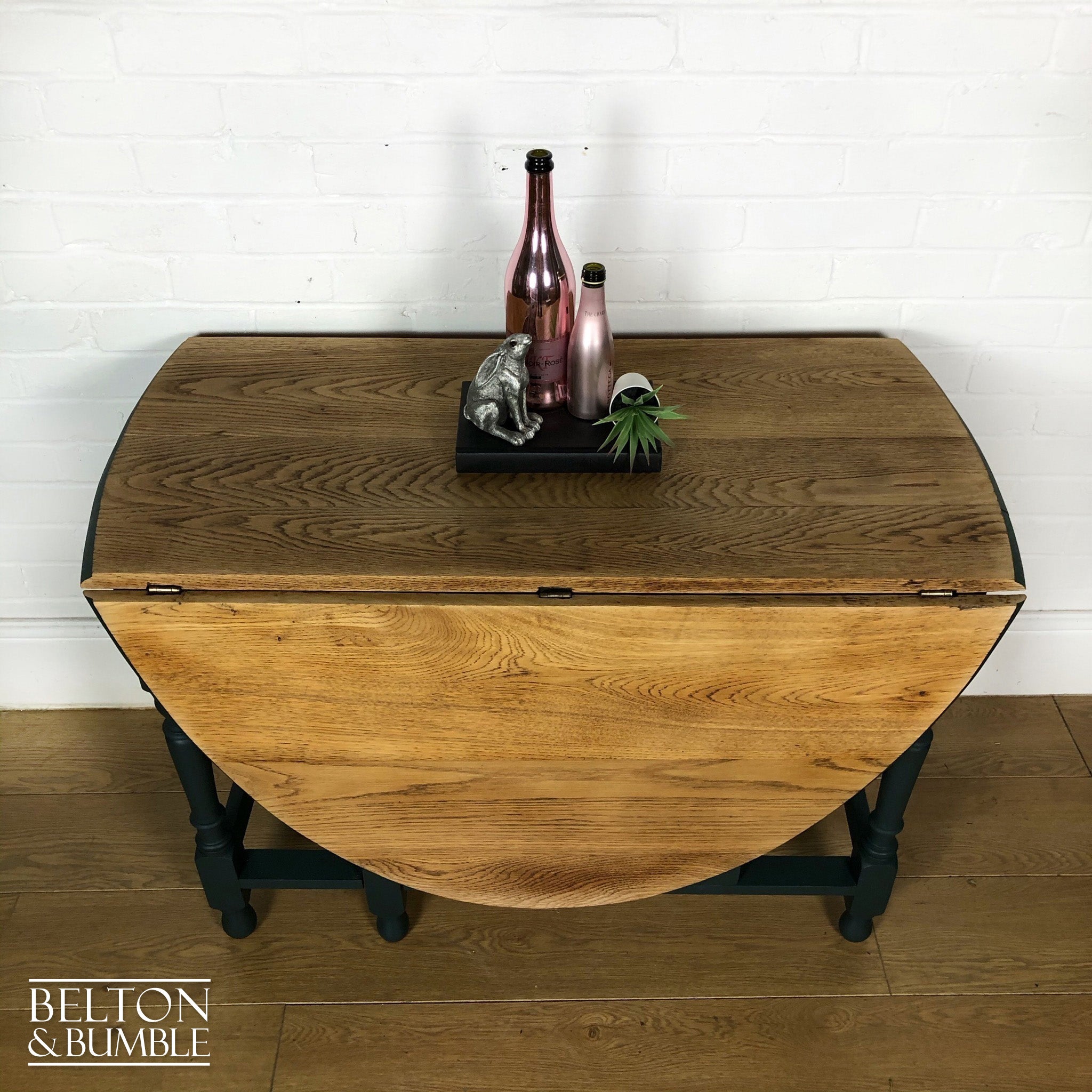 Oak Gate Leg Drop Leaf Dining Table in Green-Belton & Bumble