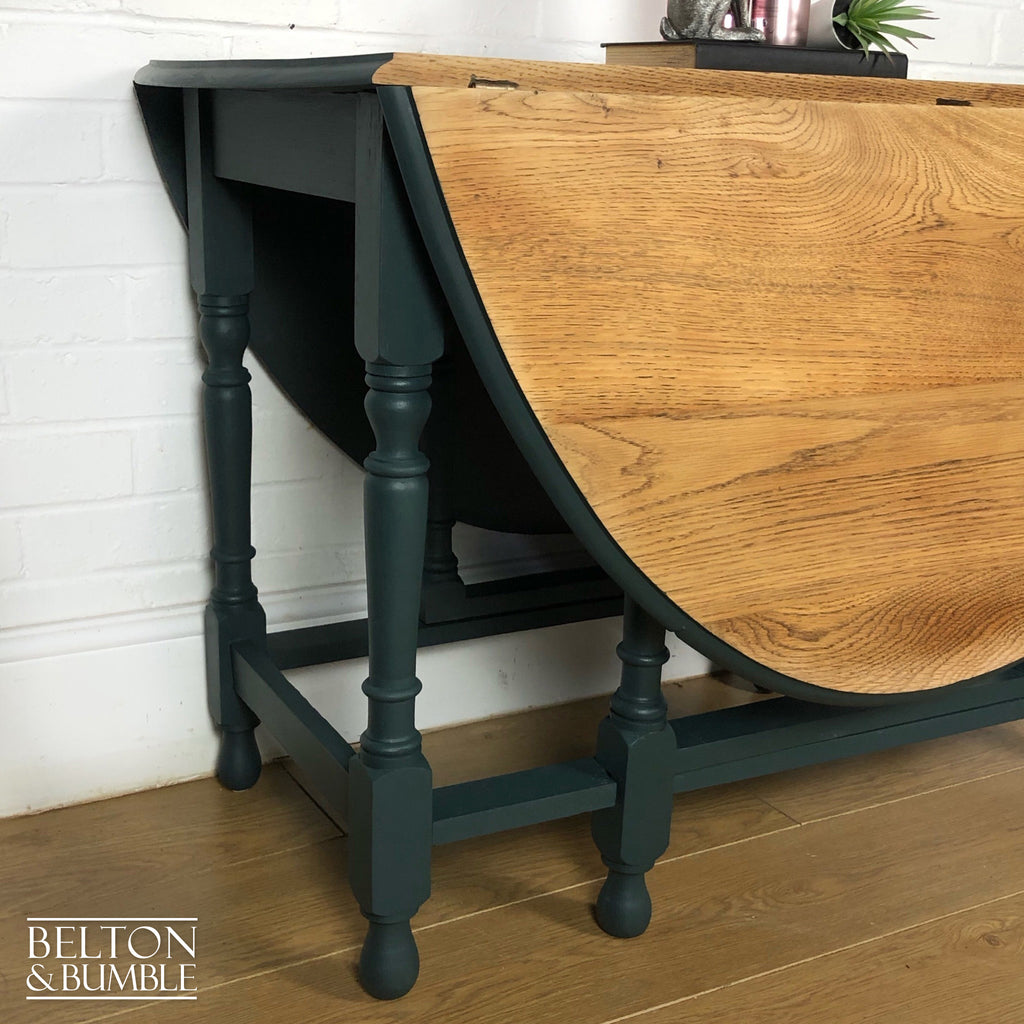 Oak Gate Leg Drop Leaf Dining Table in Green-Belton & Bumble