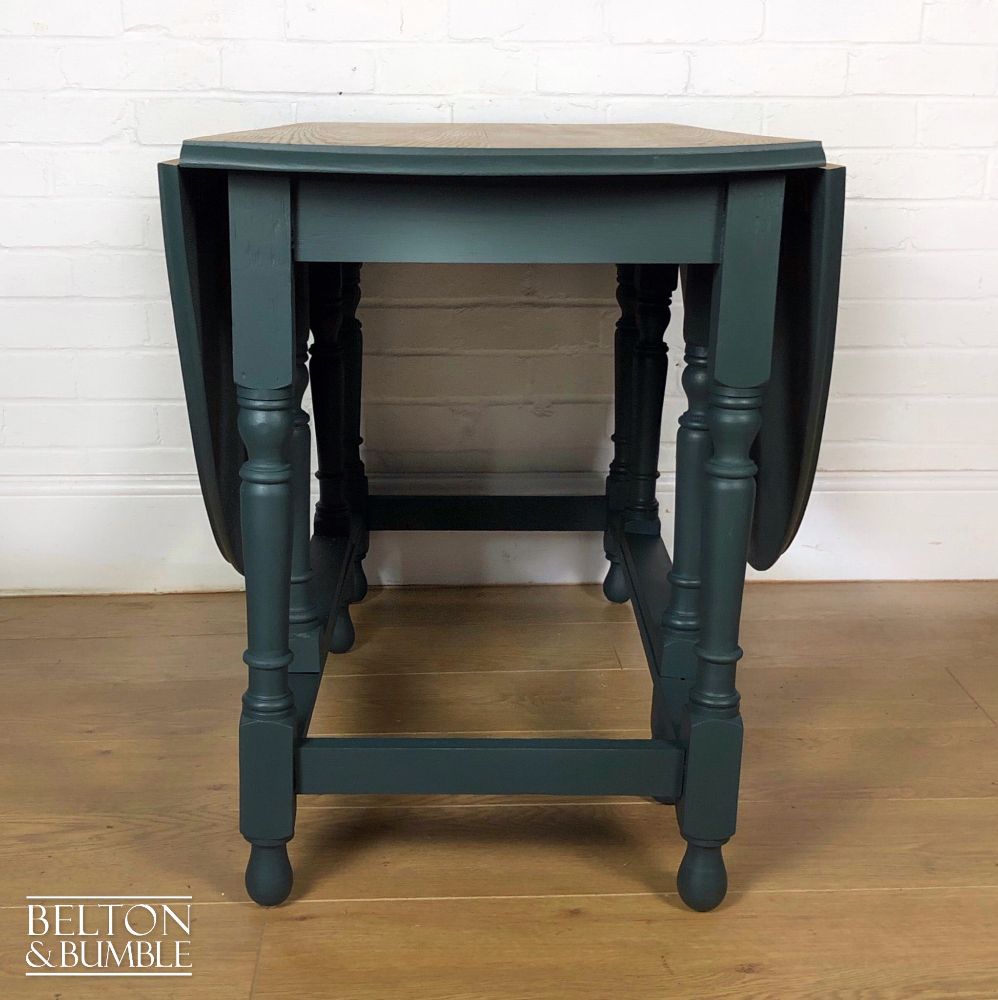 Oak Gate Leg Drop Leaf Dining Table in Green-Belton & Bumble