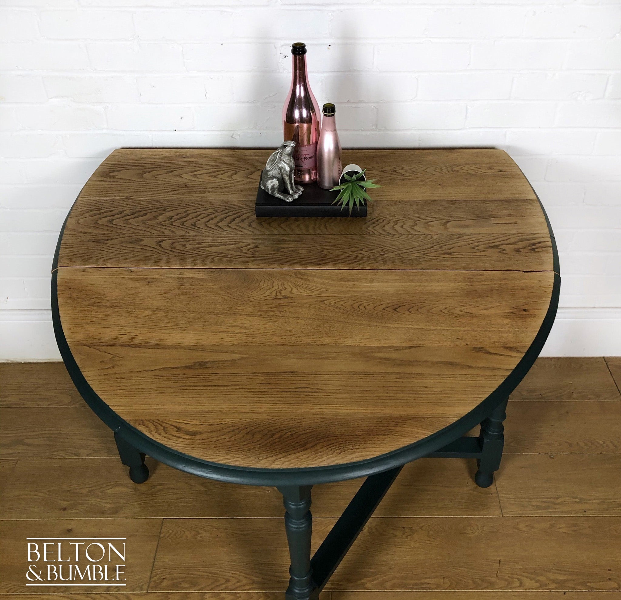 Oak Gate Leg Drop Leaf Dining Table in Green-Belton & Bumble