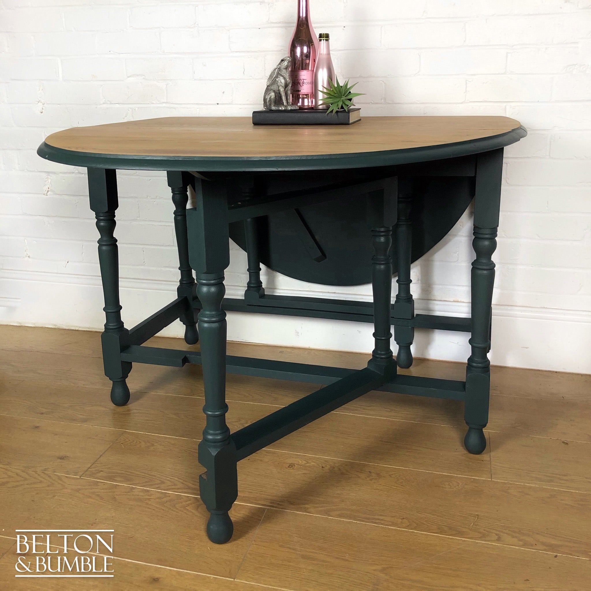 Oak Gate Leg Drop Leaf Dining Table in Green-Belton & Bumble