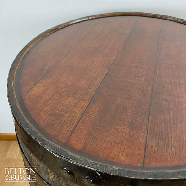 Oak Whisky Barrel Table and Four Stool Bar Set-Belton & Butler