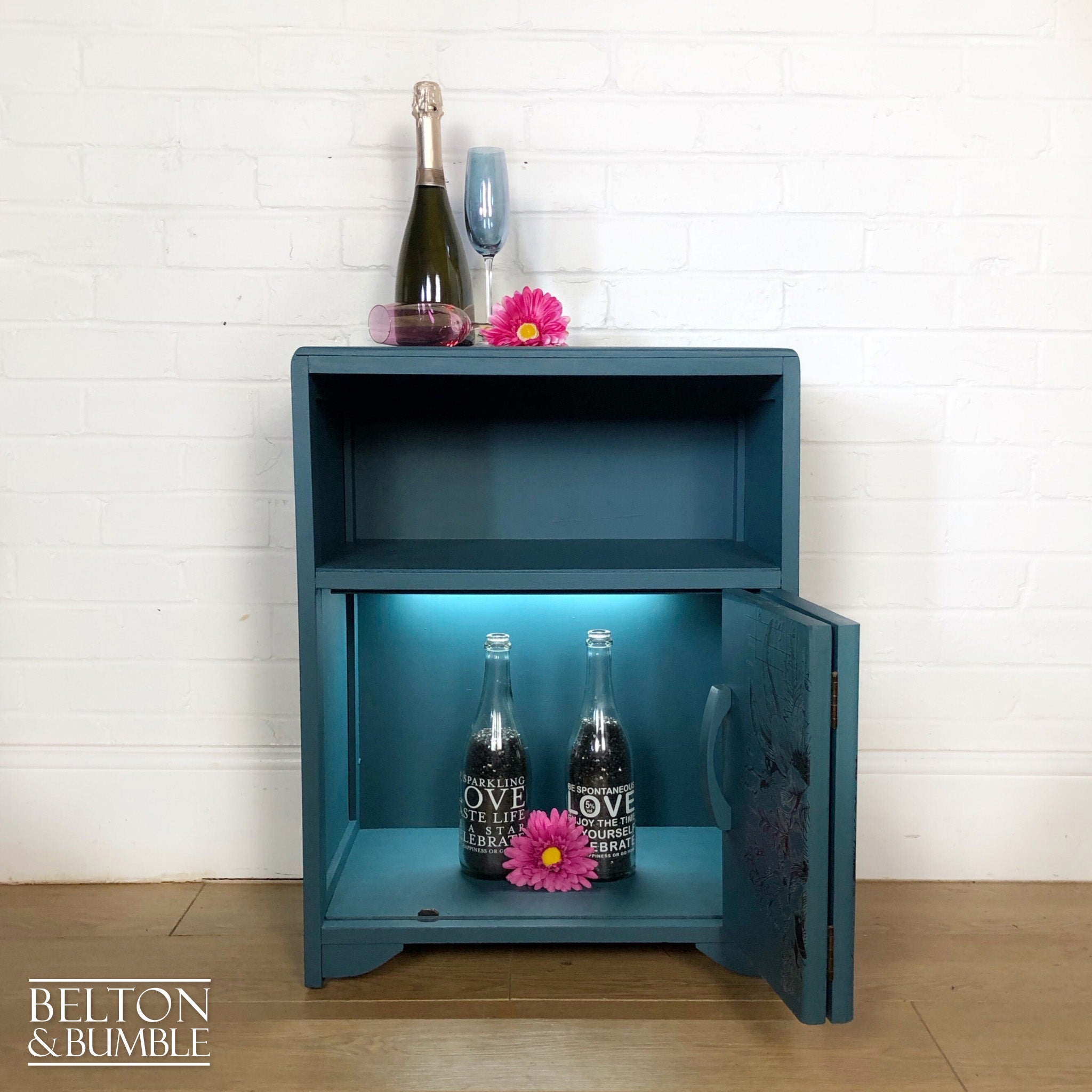 Petite Drinks Cabinet with Bifold Doors and Internal Sensor Light-Belton & Bumble