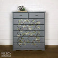 Pine Chest of Drawers in Grey with Bird Print-Belton & Bumble