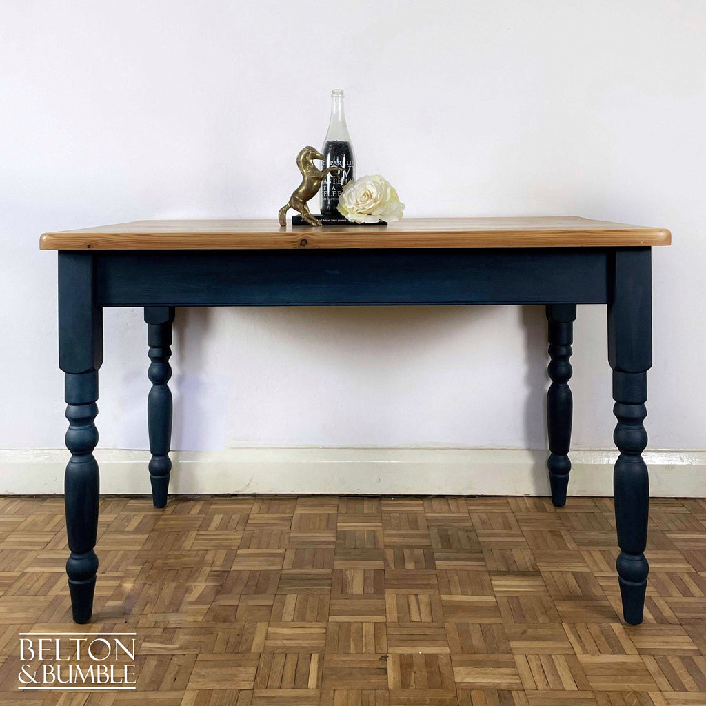 Pine Dining Table and Four Chair Set in Blue-Belton & Bumble