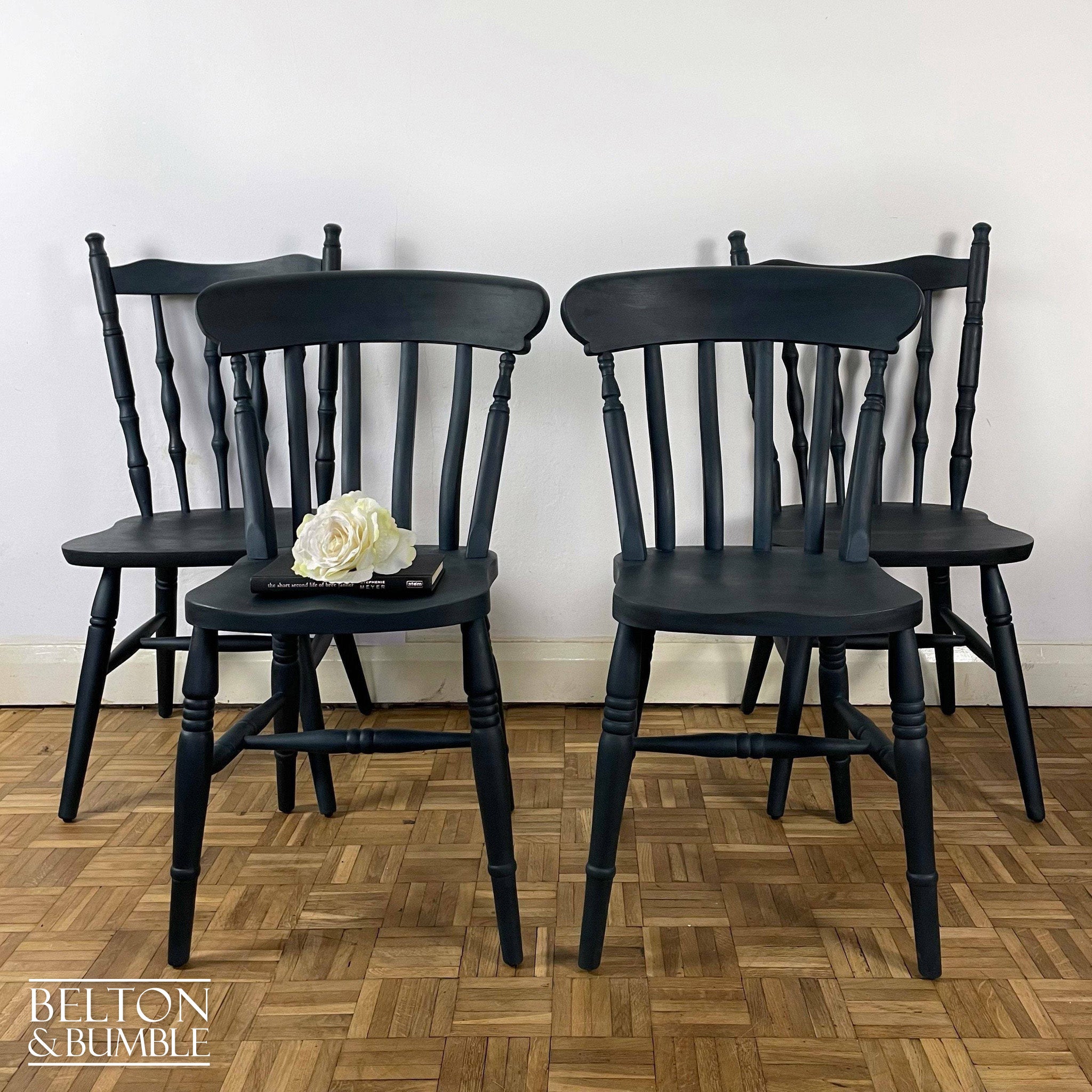 Pine Dining Table and Four Chair Set in Blue-Belton & Bumble