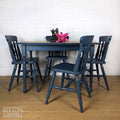 Pine Dining Table and Four Chair Set in Blue-Belton & Bumble