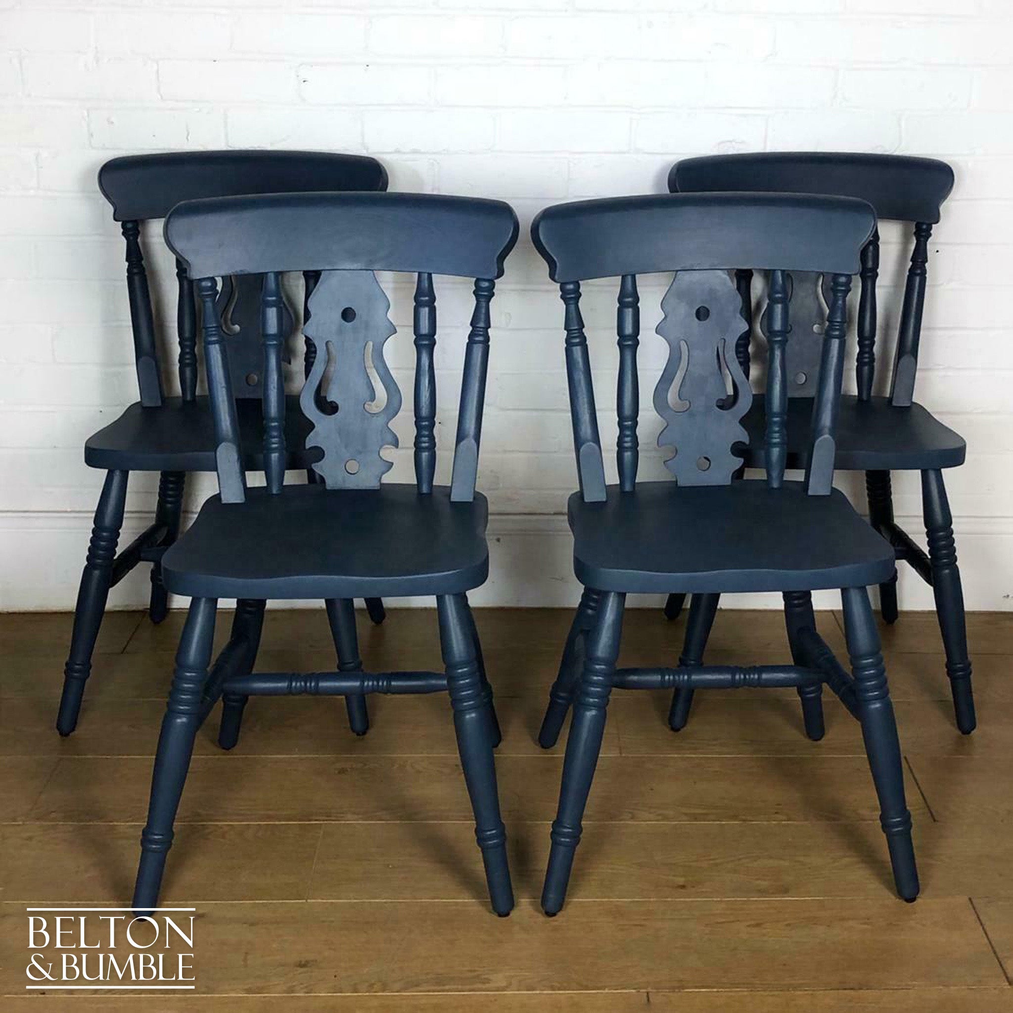 Pine Dining Table and Four Chair Set in Blue-Belton & Bumble