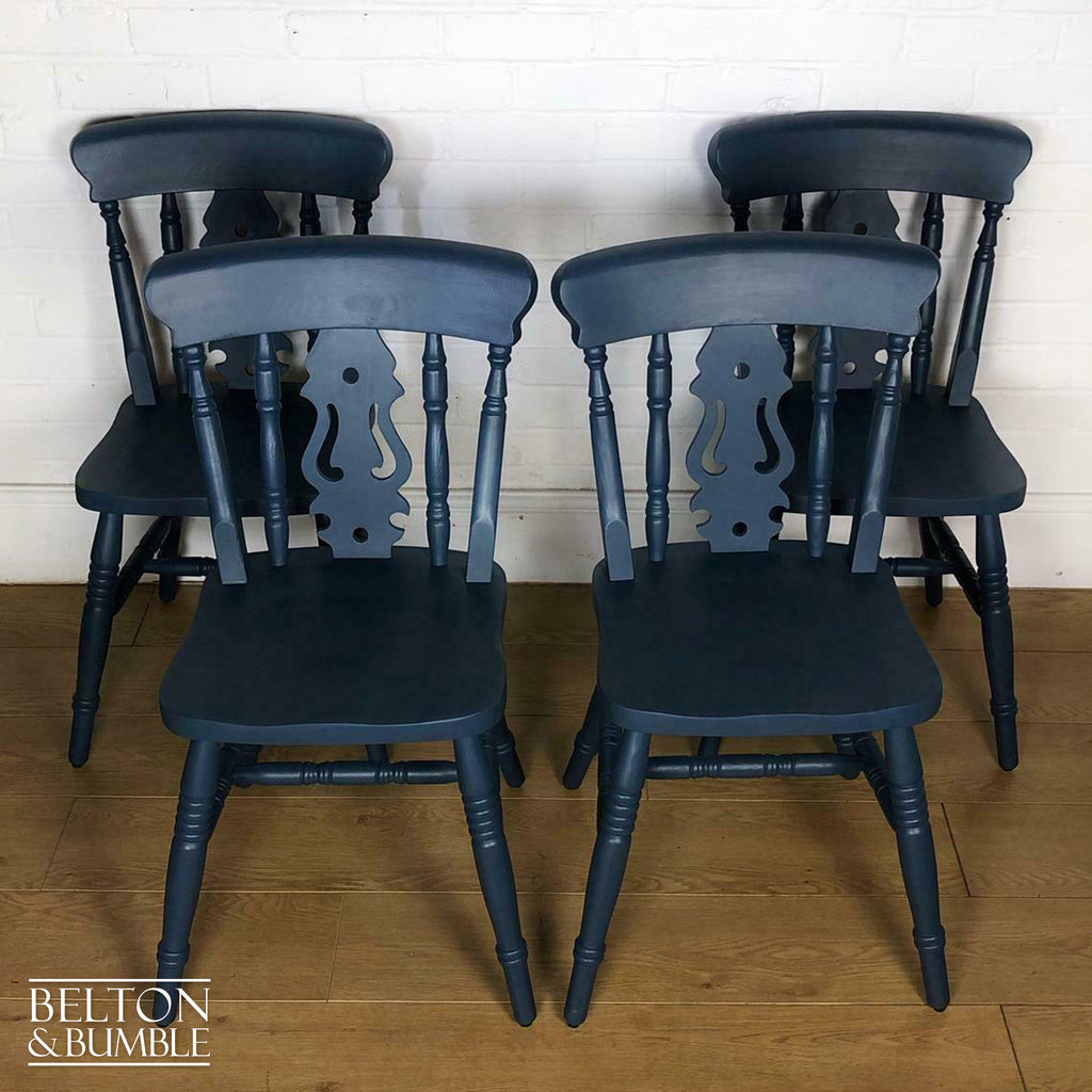 Pine Dining Table and Four Chair Set in Blue-Belton & Bumble