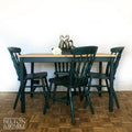 Pine Dining Table and Four Chair Set in Green-Belton & Bumble