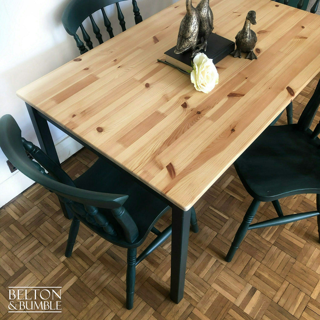 Pine Dining Table and Four Chair Set in Green-Belton & Bumble