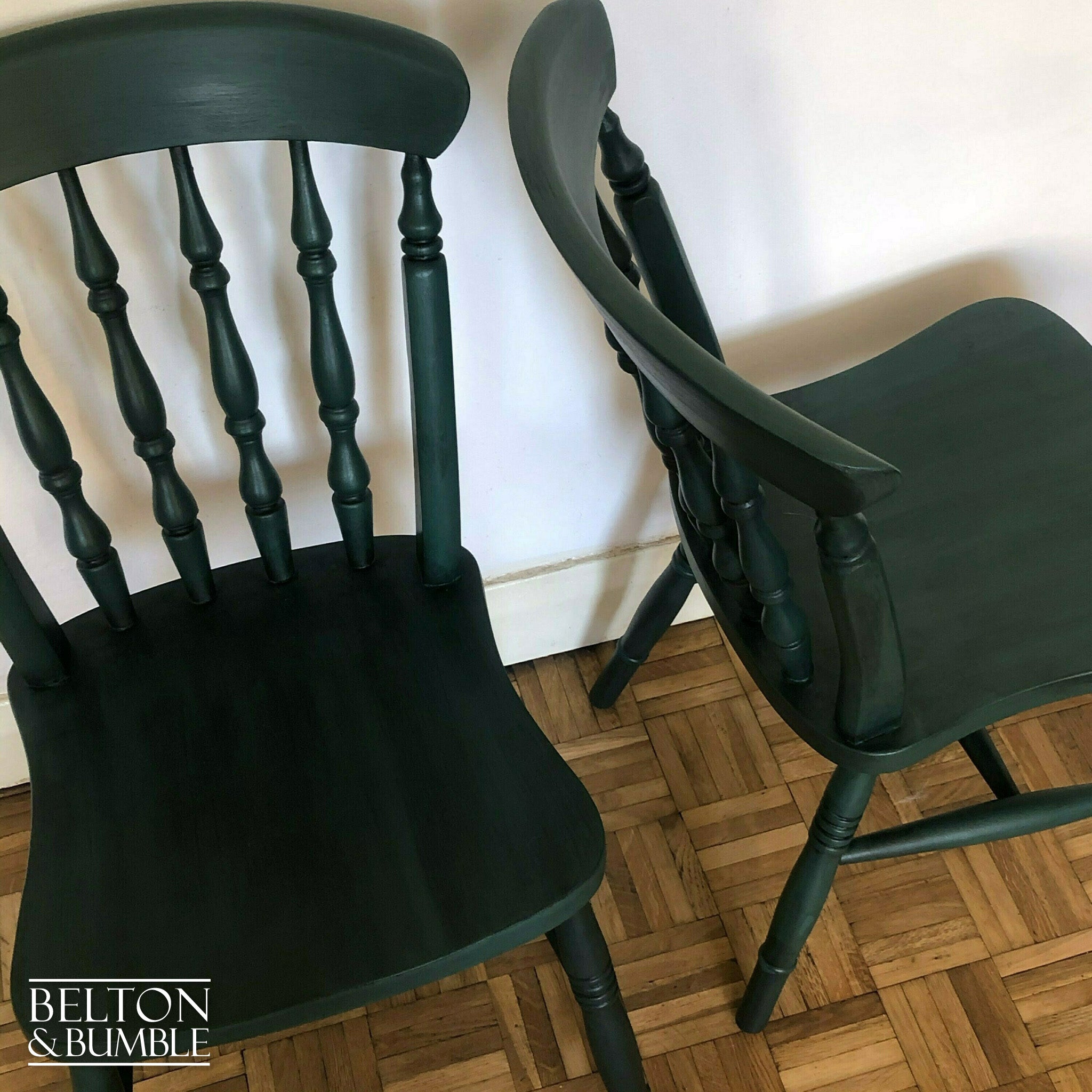 Pine Dining Table and Four Chair Set in Green-Belton & Bumble