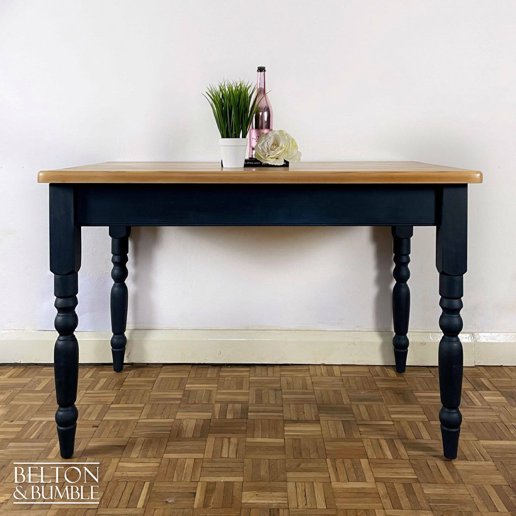 Pine Dining Table, Bench and Four Chair Set in Navy-Belton & Bumble