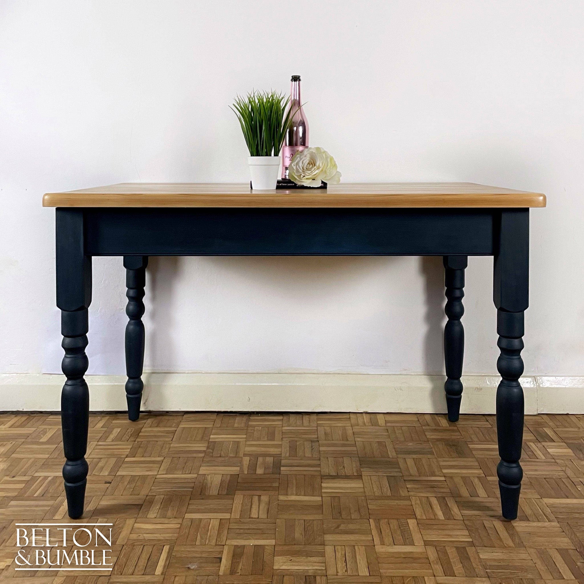 Pine Dining Table, Bench and Four Chair Set in Navy-Belton & Bumble