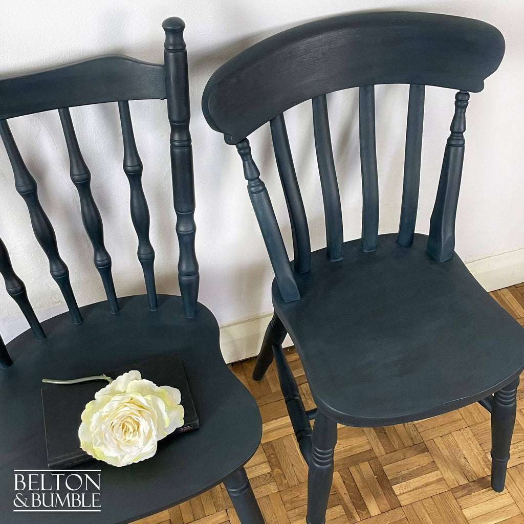 Pine Dining Table, Bench and Four Chair Set in Navy-Belton & Bumble