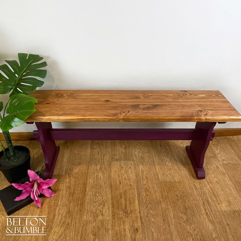 Pine Bench for Hallway or Dining Table in Deep Plum-Belton & Bumble