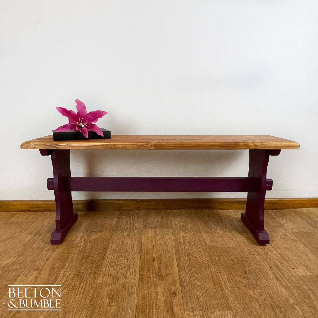 Pine Bench for Hallway or Dining Table in Deep Plum-Belton & Bumble