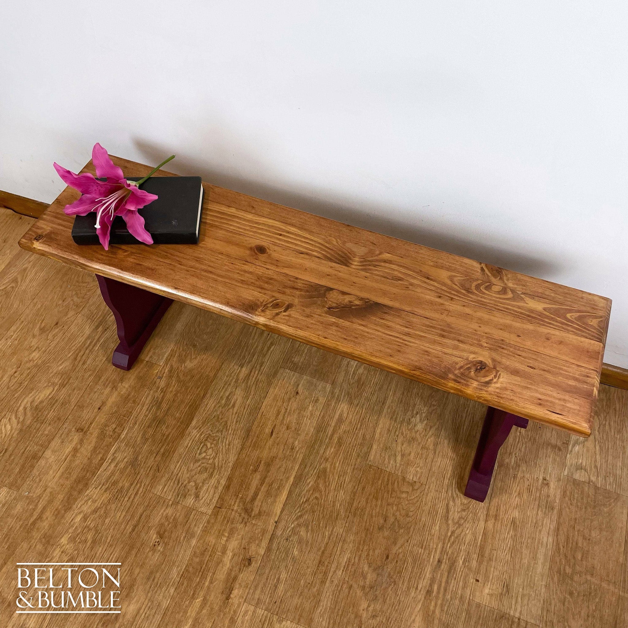 Pine Bench for Hallway or Dining Table in Deep Plum-Belton & Bumble