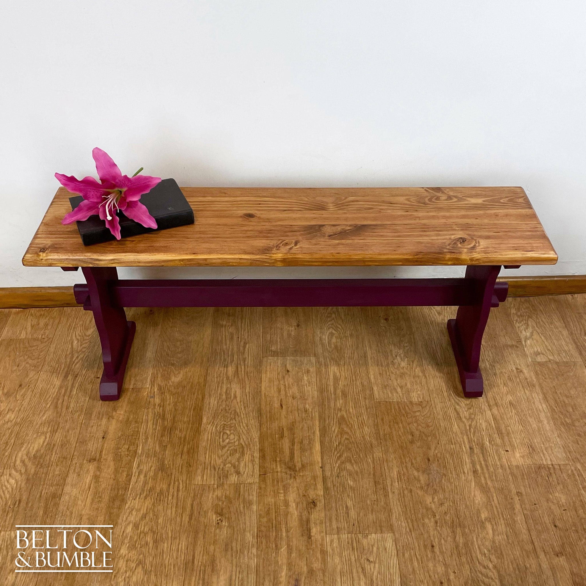 Pine Bench for Hallway or Dining Table in Deep Plum-Belton & Bumble