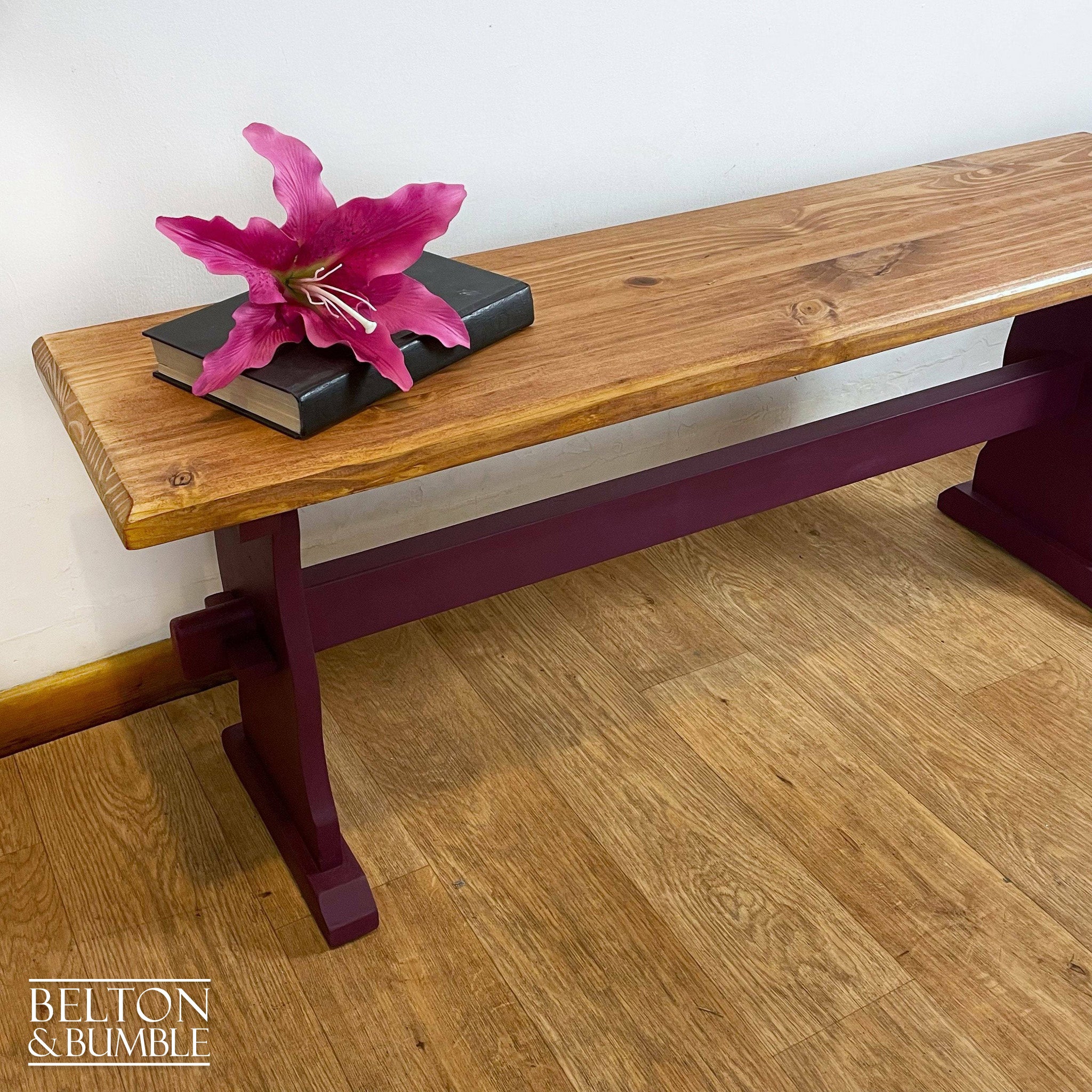 Pine Bench for Hallway or Dining Table in Deep Plum-Belton & Bumble