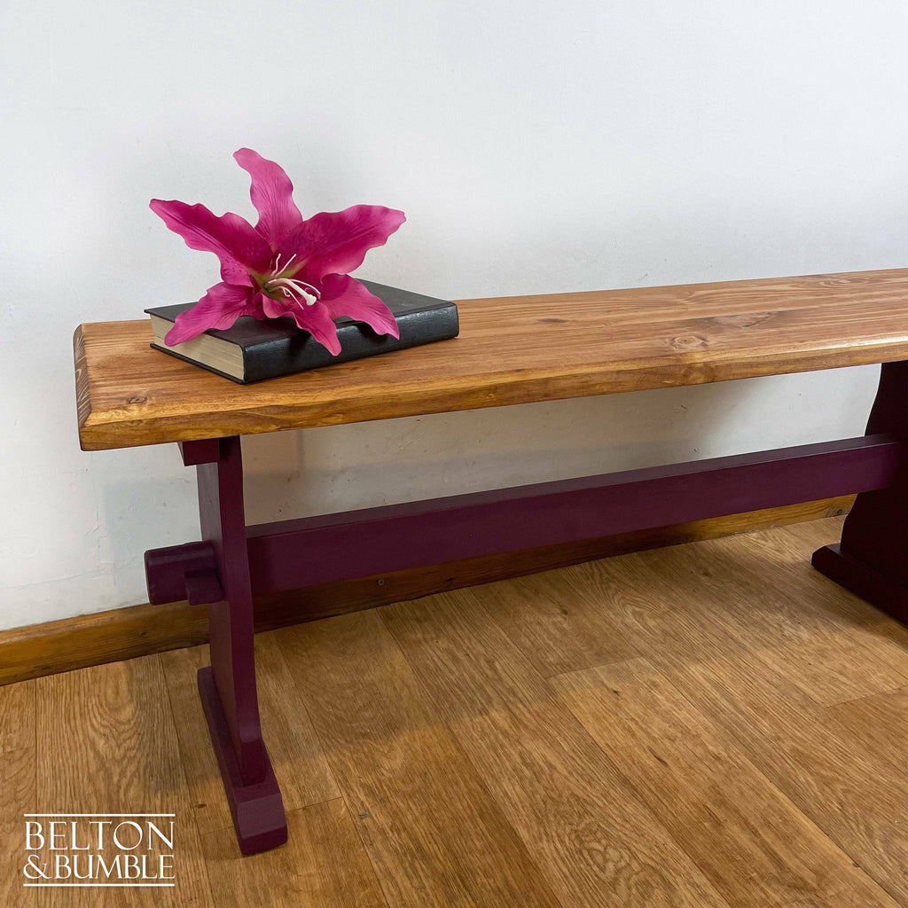 Pine Bench for Hallway or Dining Table in Deep Plum-Belton & Bumble