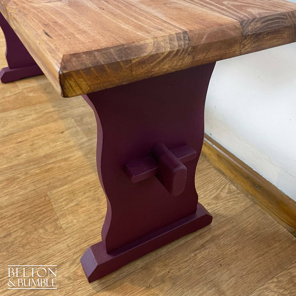 Pine Bench for Hallway or Dining Table in Deep Plum-Belton & Bumble
